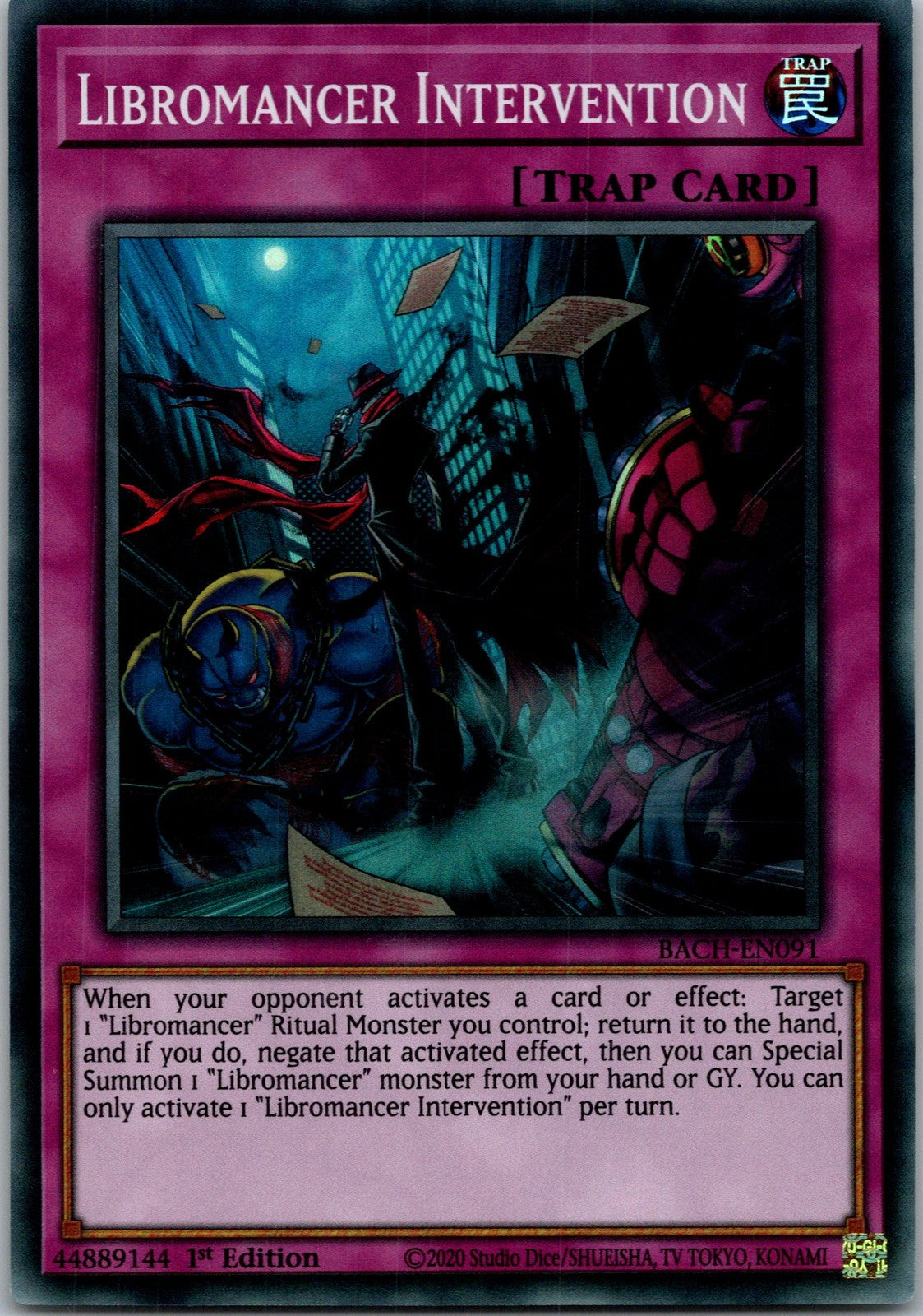 Yugioh Libromancer Intervention BACH-EN091 1st Edition Super Rare NM