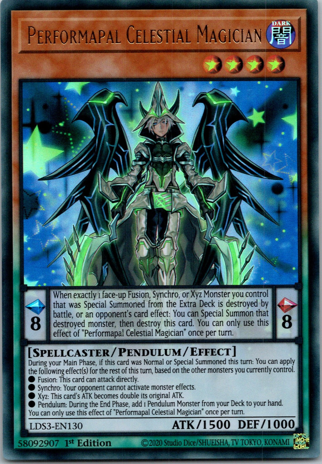 Yugioh Performapal Celestial Magician LDS3-EN130 1st Edition Ultra Rare NM