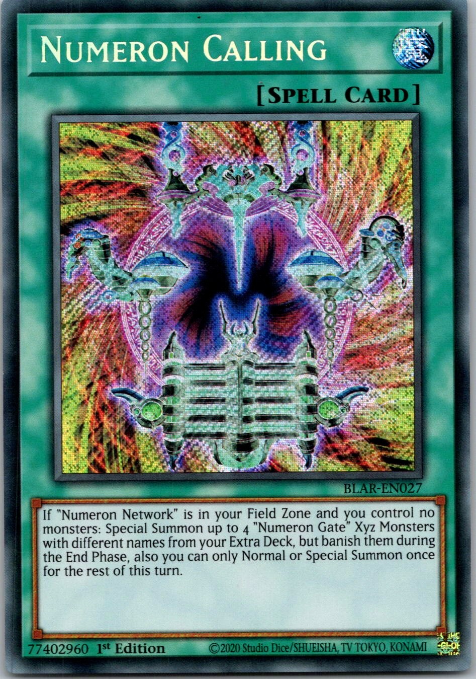 Yugioh Numeron Calling BLAR-EN027 1st Edition Secret Rare NM