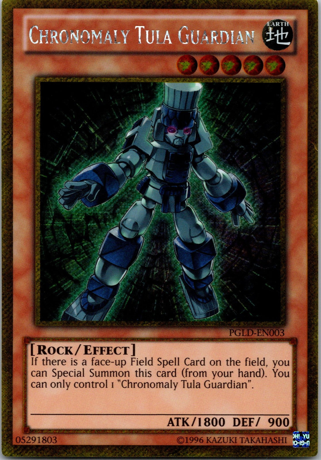 Yugioh Chronomaly Tula Guardian PGLD-EN003 Gold Secret NM