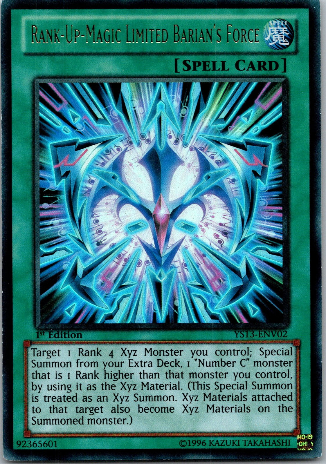 Yugioh Rank-Up-Magic Limited Barian's Force YS13-ENV02 1st Edition Ultra Rare NM