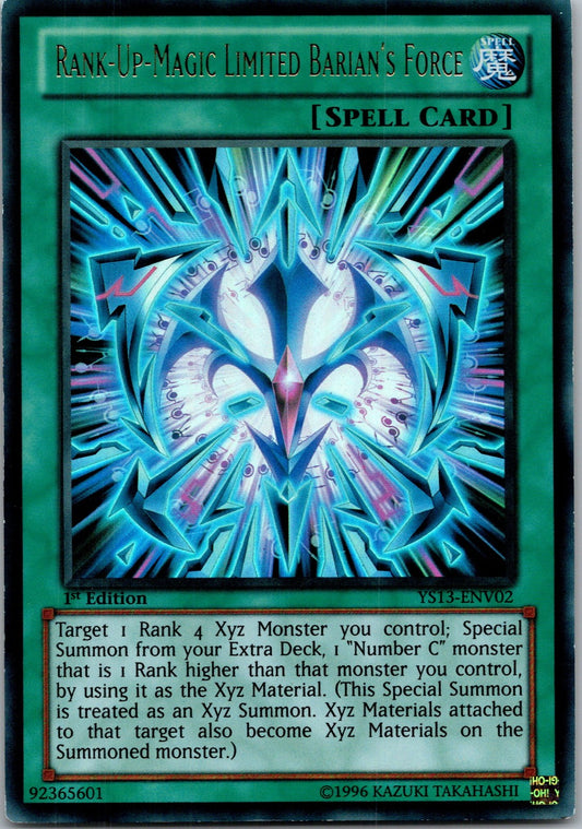 Yugioh Rank-Up-Magic Limited Barian's Force YS13-ENV02 1st Edition Ultra Rare NM