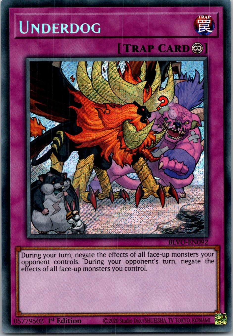 Yugioh Underdog BLVO-EN092 1st Edition Secret Rare NM