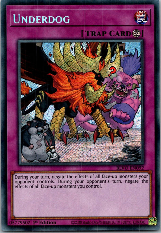 Yugioh Underdog BLVO-EN092 1st Edition Secret Rare NM