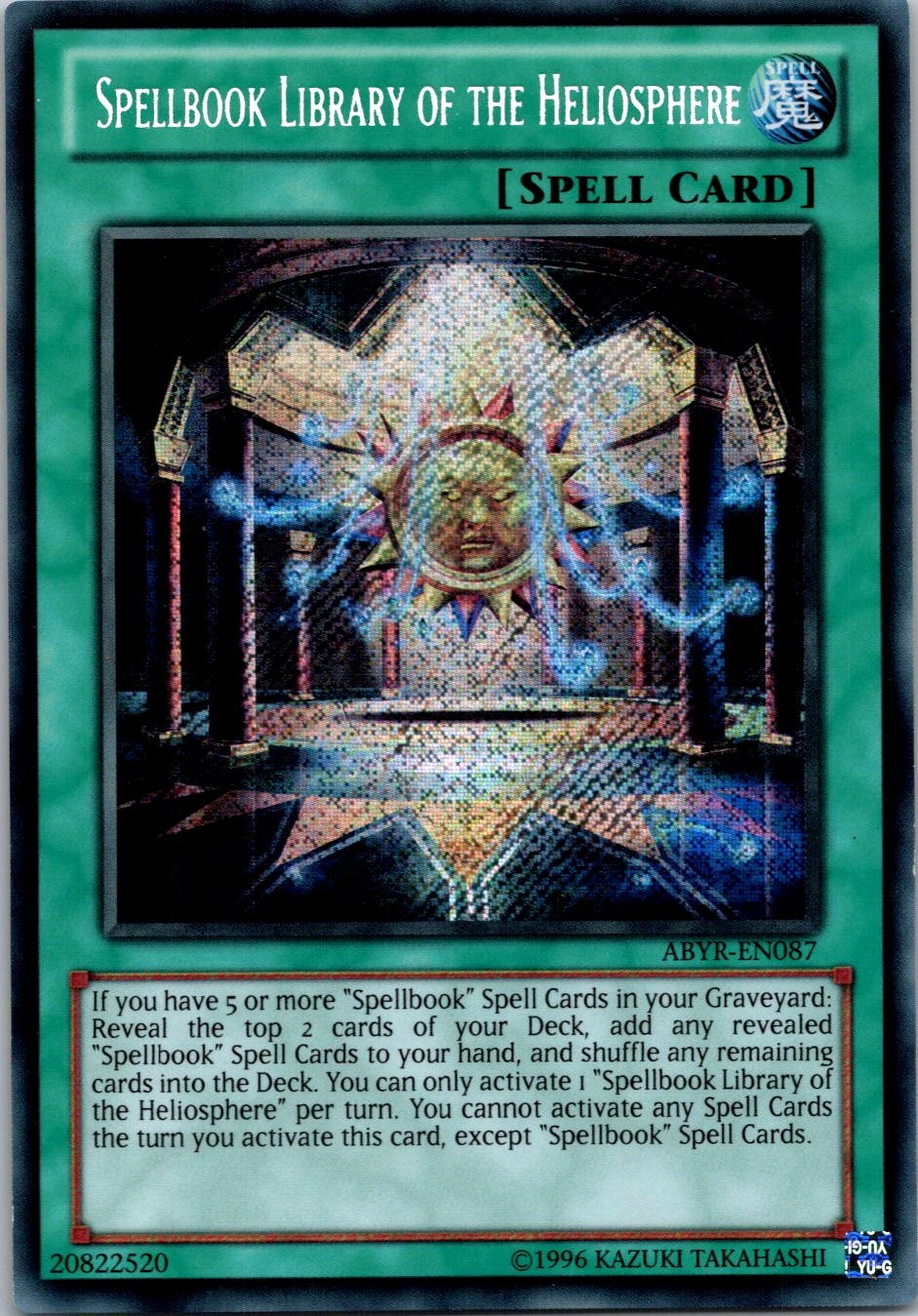 Yugioh Spellbook Library of the Heliosphere ABYR-EN087 Secret Rare NM
