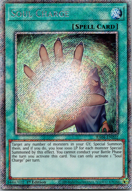Yugioh Soul Charge RA04-EN222 1st Edition Platinum Secret Rare NM
