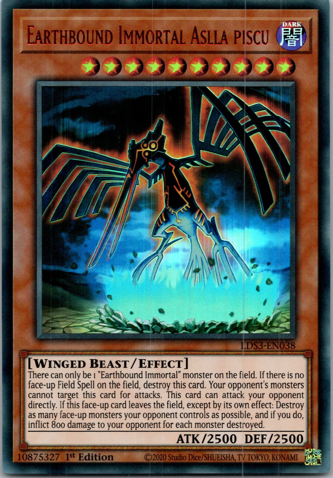 Yugioh Earthbound Immortal Aslla Piscu (Red) LDS3-EN038 1st Edition Ultra Rare N