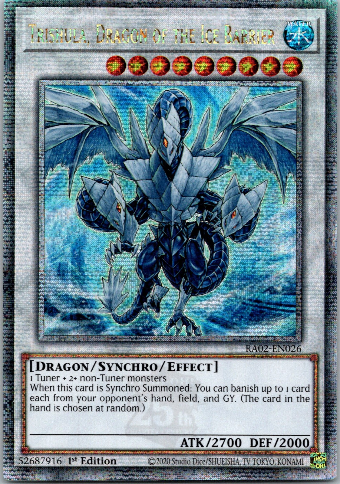 Yugioh Trishula, Dragon of the Ice Barrier RA02-EN026 1st Ed Quarter Century NM