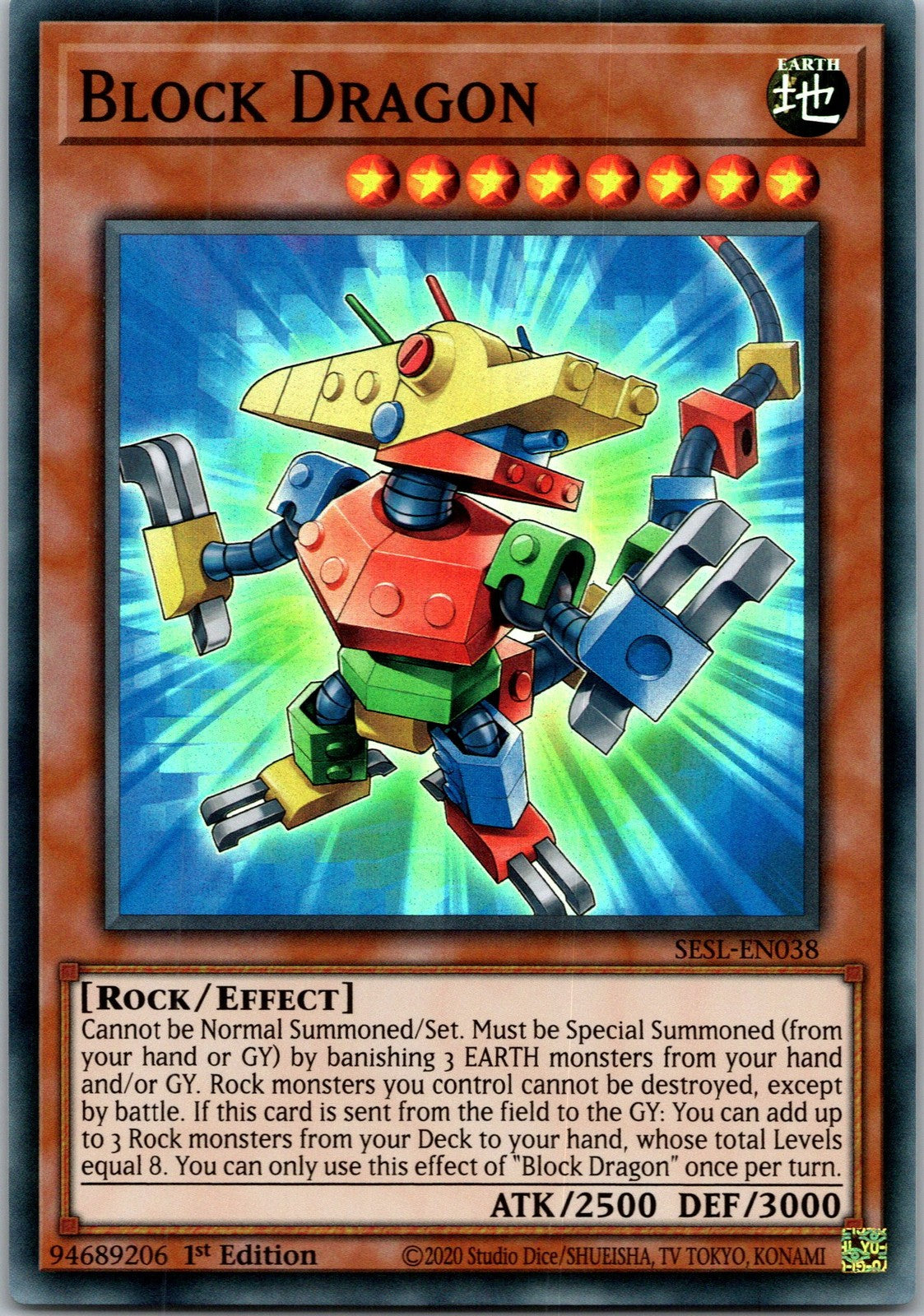 Yugioh Block Dragon SESL-EN038 1st Edition Super Rare NM