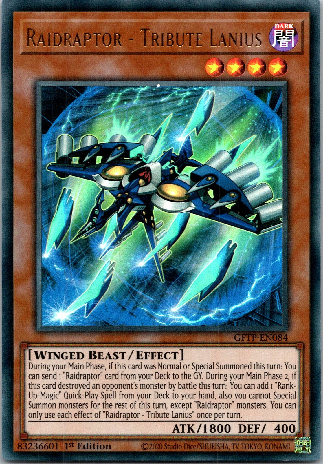 Yugioh Raidraptor - Tribute Lanius GFTP-EN084 1st Edition Ultra Rare NM