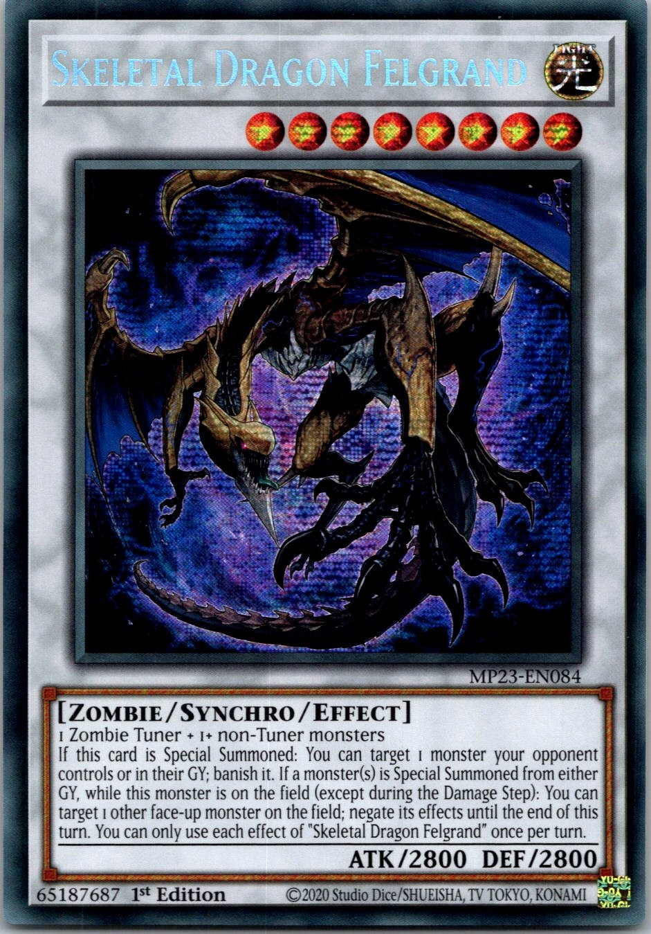Yugioh Skeletal Dragon Felgrand MP23-EN084 1st Edition Prismatic Secret Rare NM