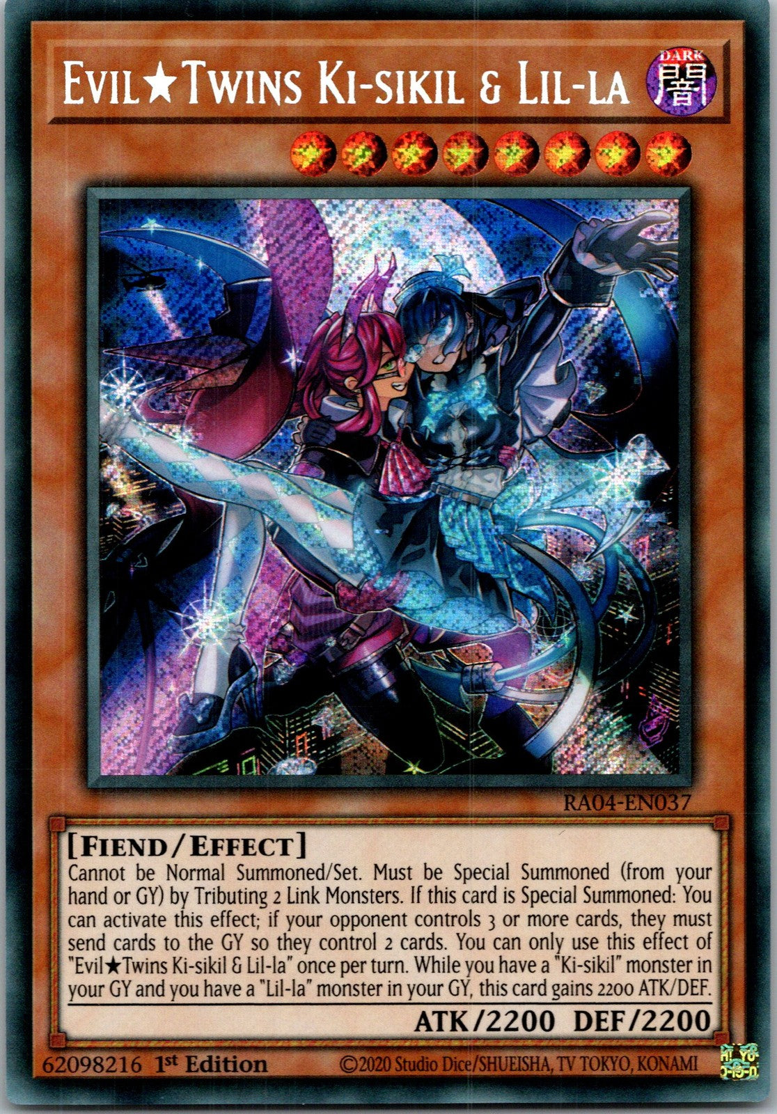 Yugioh Evil Twins Ki-sikil & Lil-la RA04-EN037 1st Edition Secret Rare NM