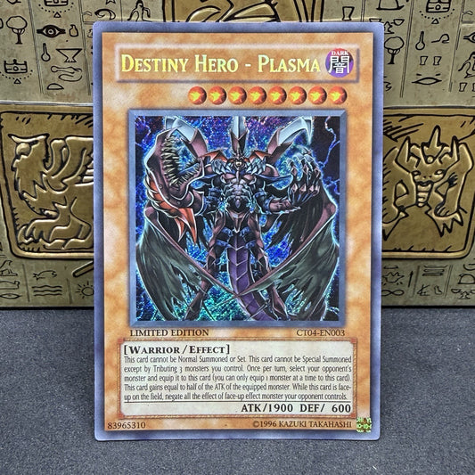 Yugioh Destiny Hero - Plasma CT04-EN003 Secret Rare Limited Edition NM
