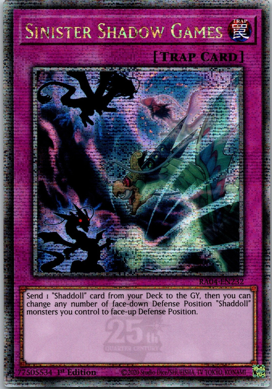 Yugioh Sinister Shadow Games RA04-EN232 1st Edition Quarter Century Secret NM