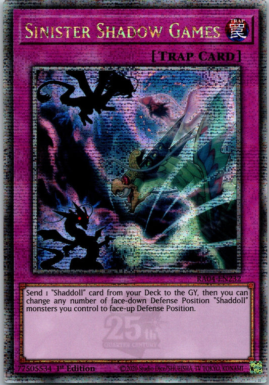 Yugioh Sinister Shadow Games RA04-EN232 1st Edition Quarter Century Secret NM