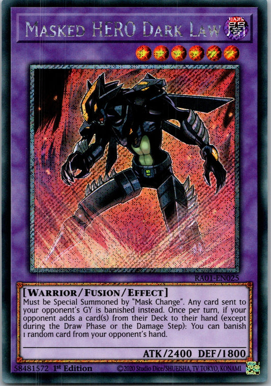 Yugioh Masked HERO Dark Law (Secret Rare) RA01-EN025 1st Edition Secret Rare NM