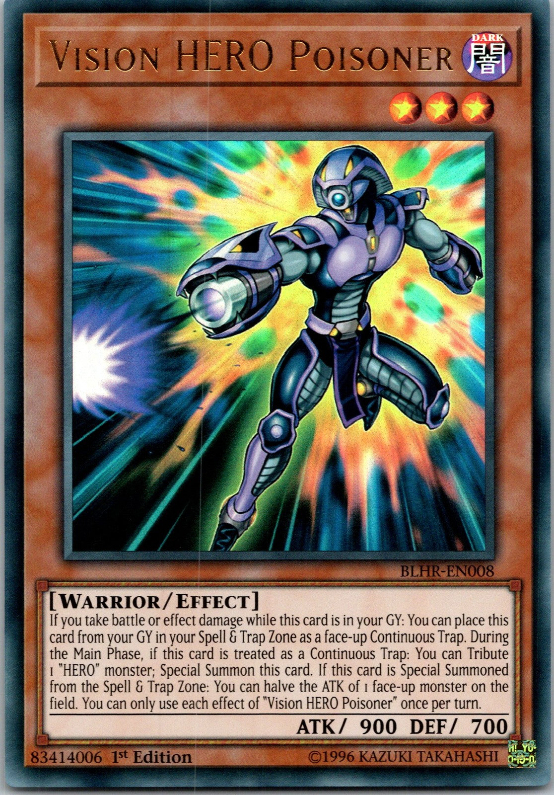 Yugioh Vision HERO Poisoner BLHR-EN008 1st Edition Ultra Rare NM