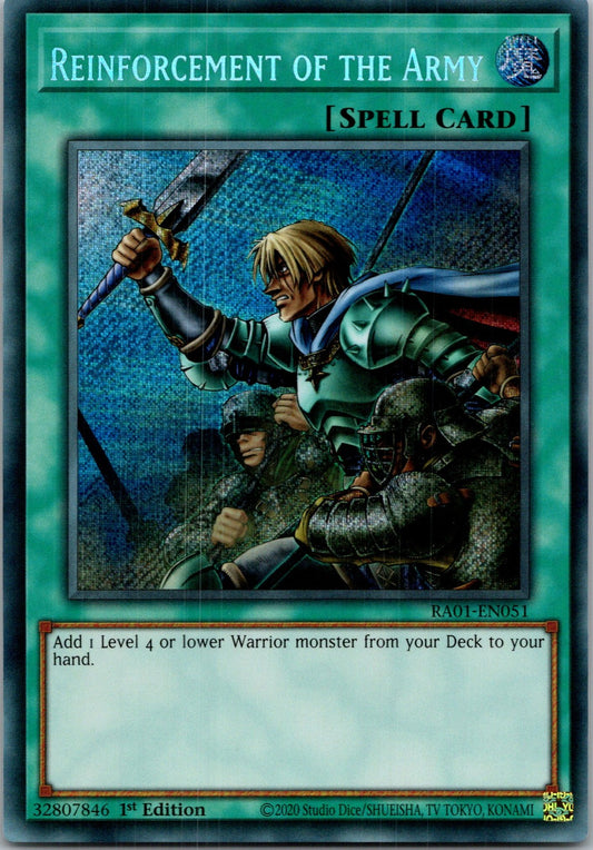 Yugioh Reinforcement of the Army RA01-EN051 1st Edition Secret Rare NM