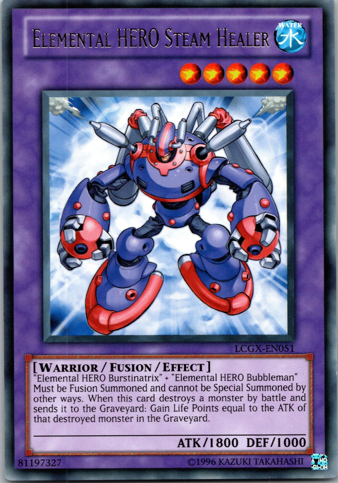 Yugioh Elemental HERO Steam Healer LCGX-EN051 Rare NM