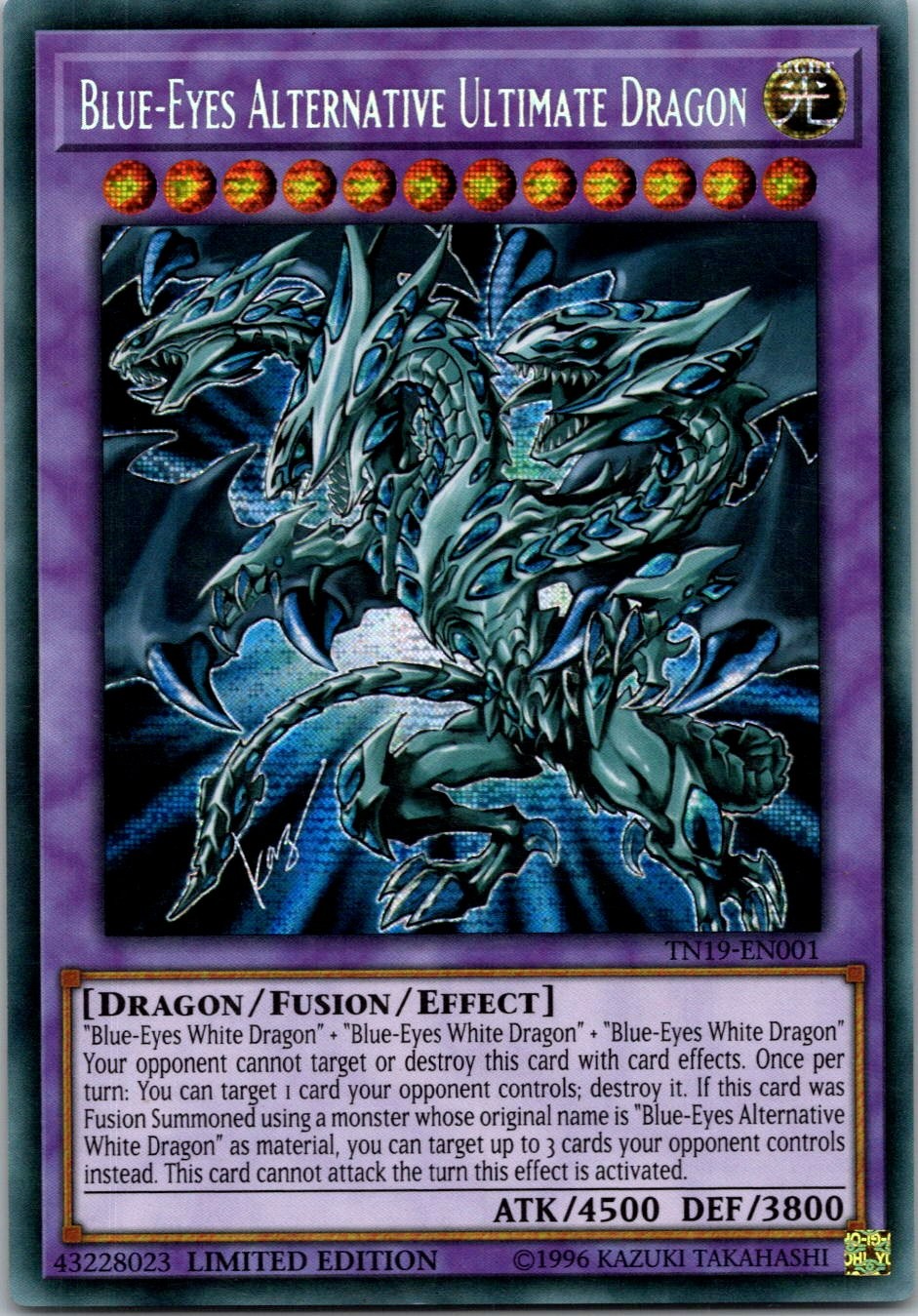 Yugioh Blue-Eyes Alternative Ultimate Dragon TN19-EN001 Limited Ed Secret NM