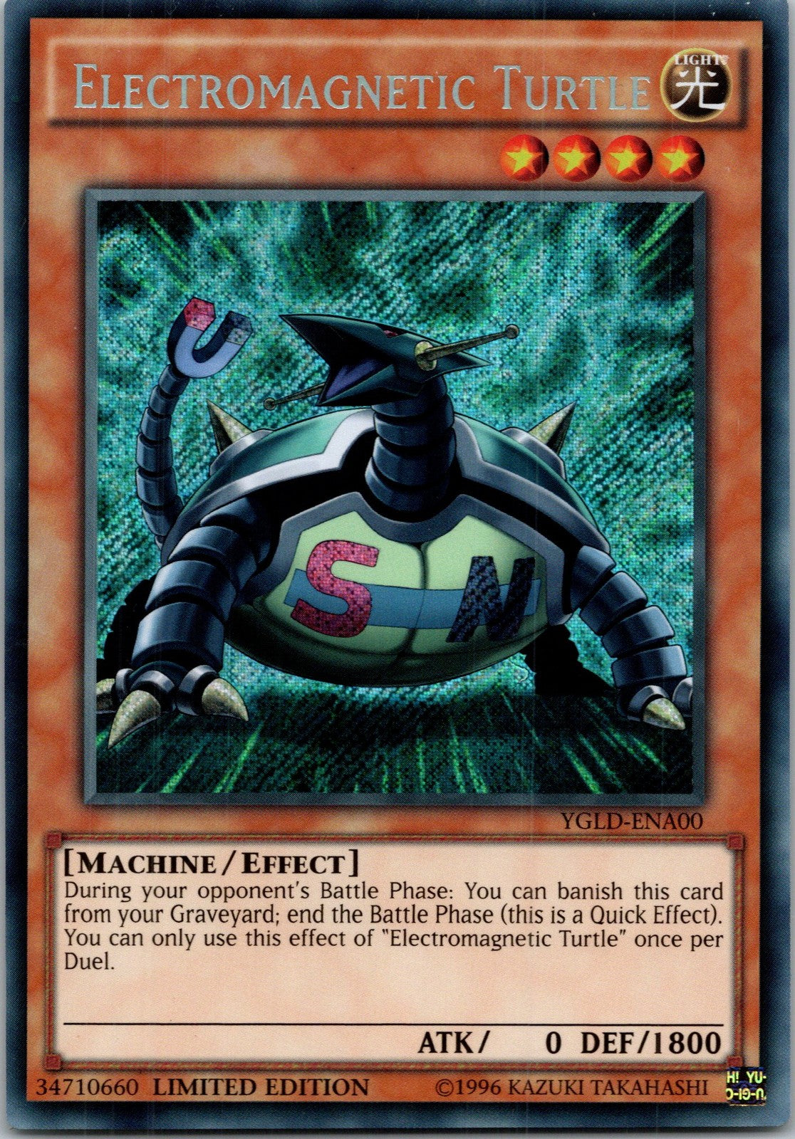 Yugioh Electromagnetic Turtle YGLD-ENA00 Limited Edition Secret Rare NM