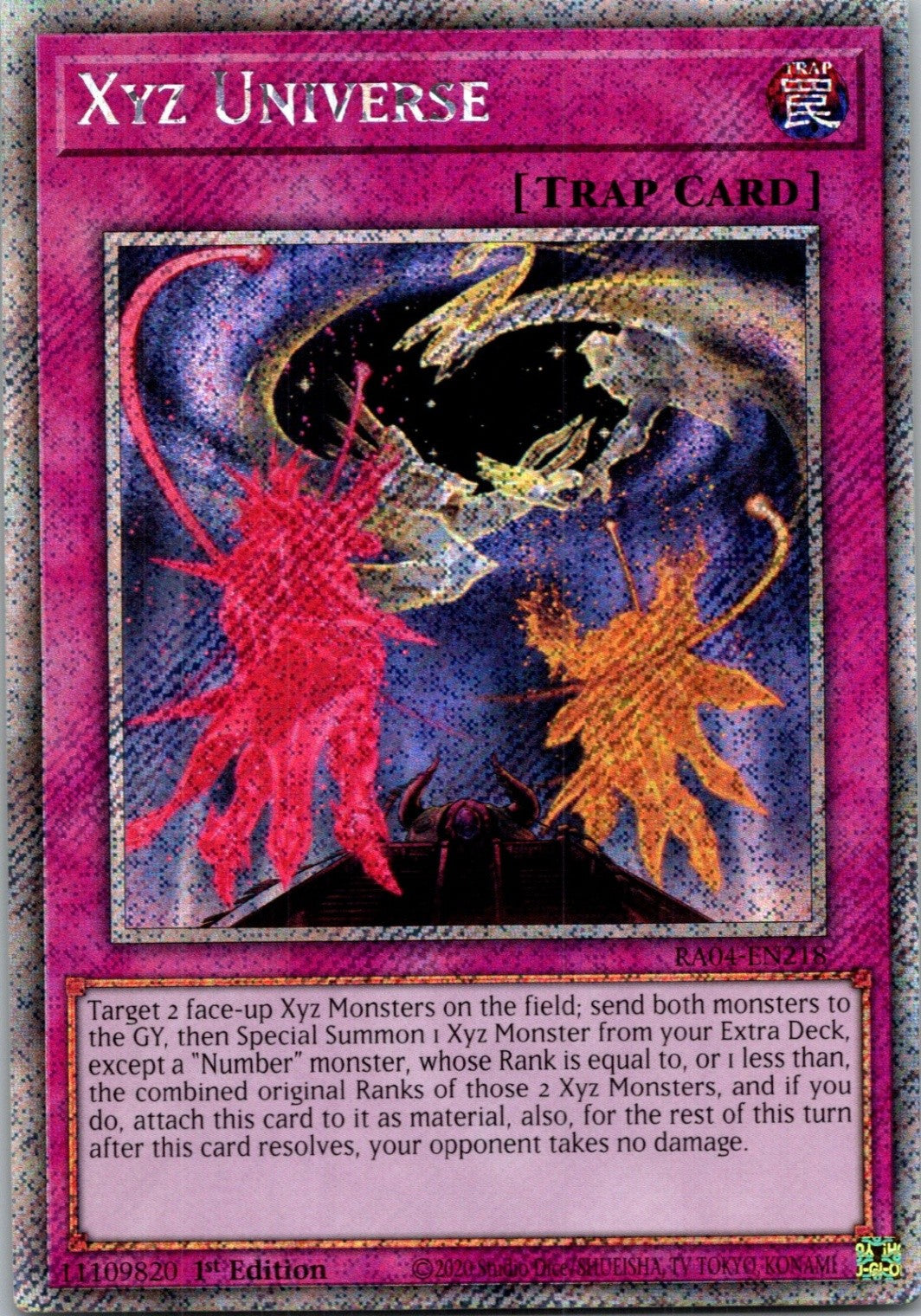 Yugioh Xyz Universe RA04-EN218 1st Edition Platinum Secret Rare NM