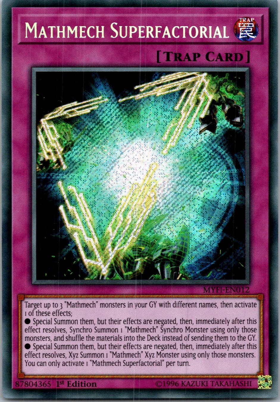 Yugioh Mathmech Superfactorial MYFI-EN012 1st Edition Secret Rare NM