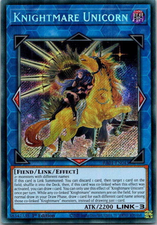 Yugioh Knightmare Unicorn (Secret Rare) RA01-EN043 1st Edition Secret Rare NM