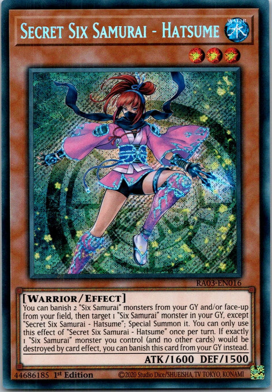 Yugioh Secret Six Samurai - Hatsume RA03-EN016 1st Edition Secret Rare NM