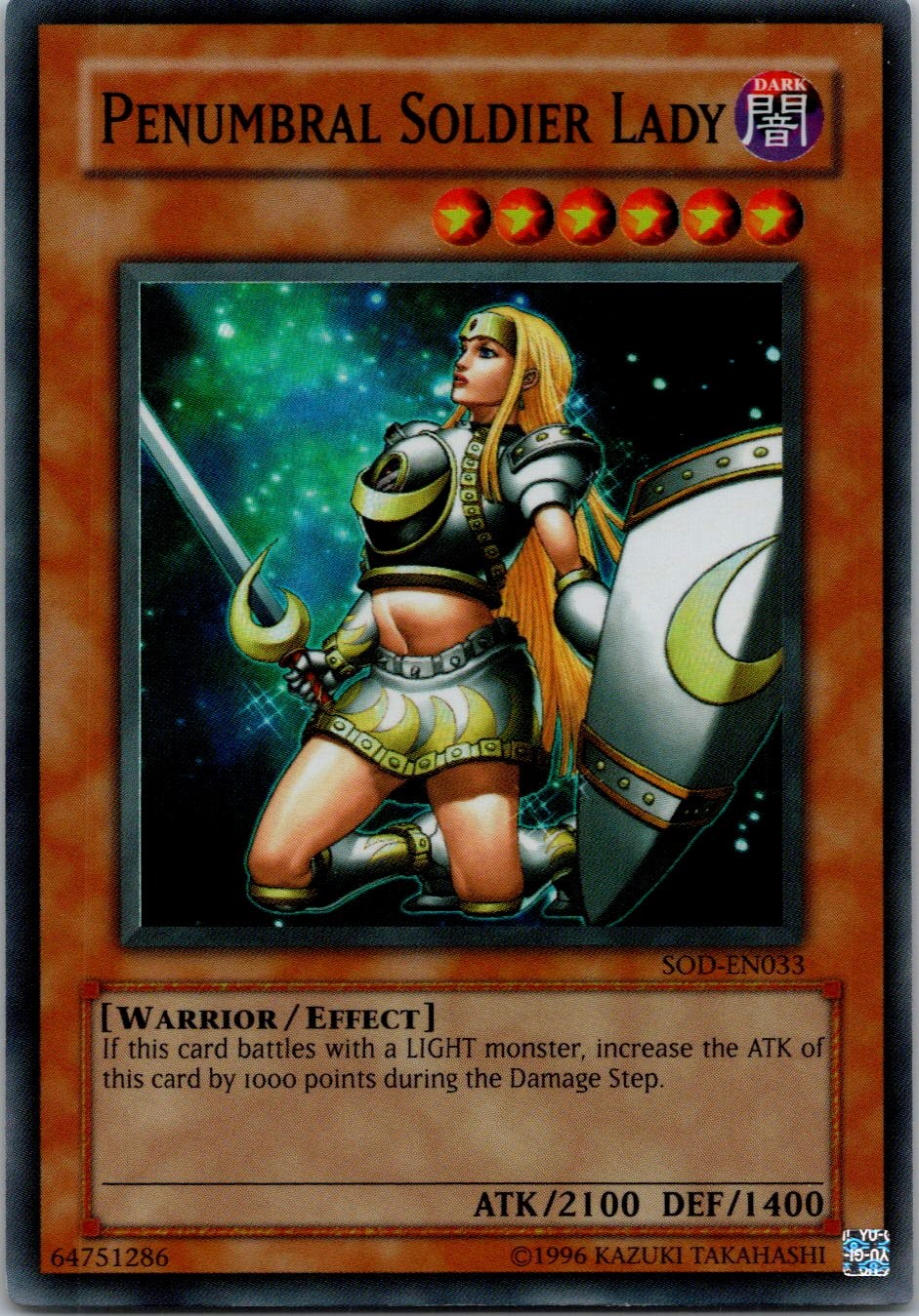 Yugioh Penumbral Soldier Lady SOD-EN033 Super Rare NM