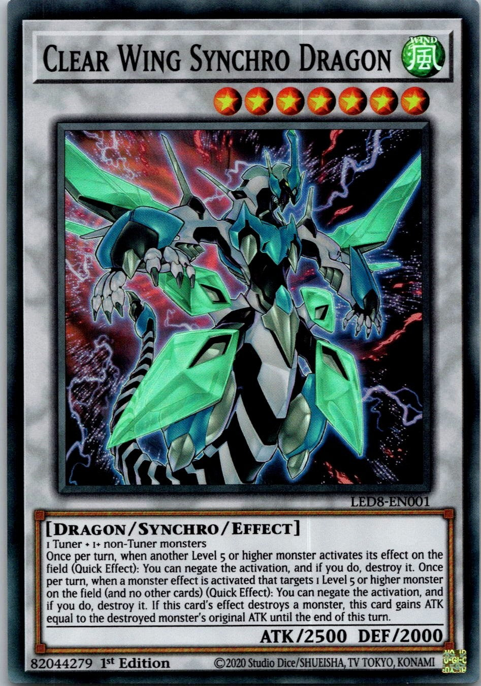 Yugioh Clear Wing Synchro Dragon LED8-EN001 1st Edition Super Rare NM