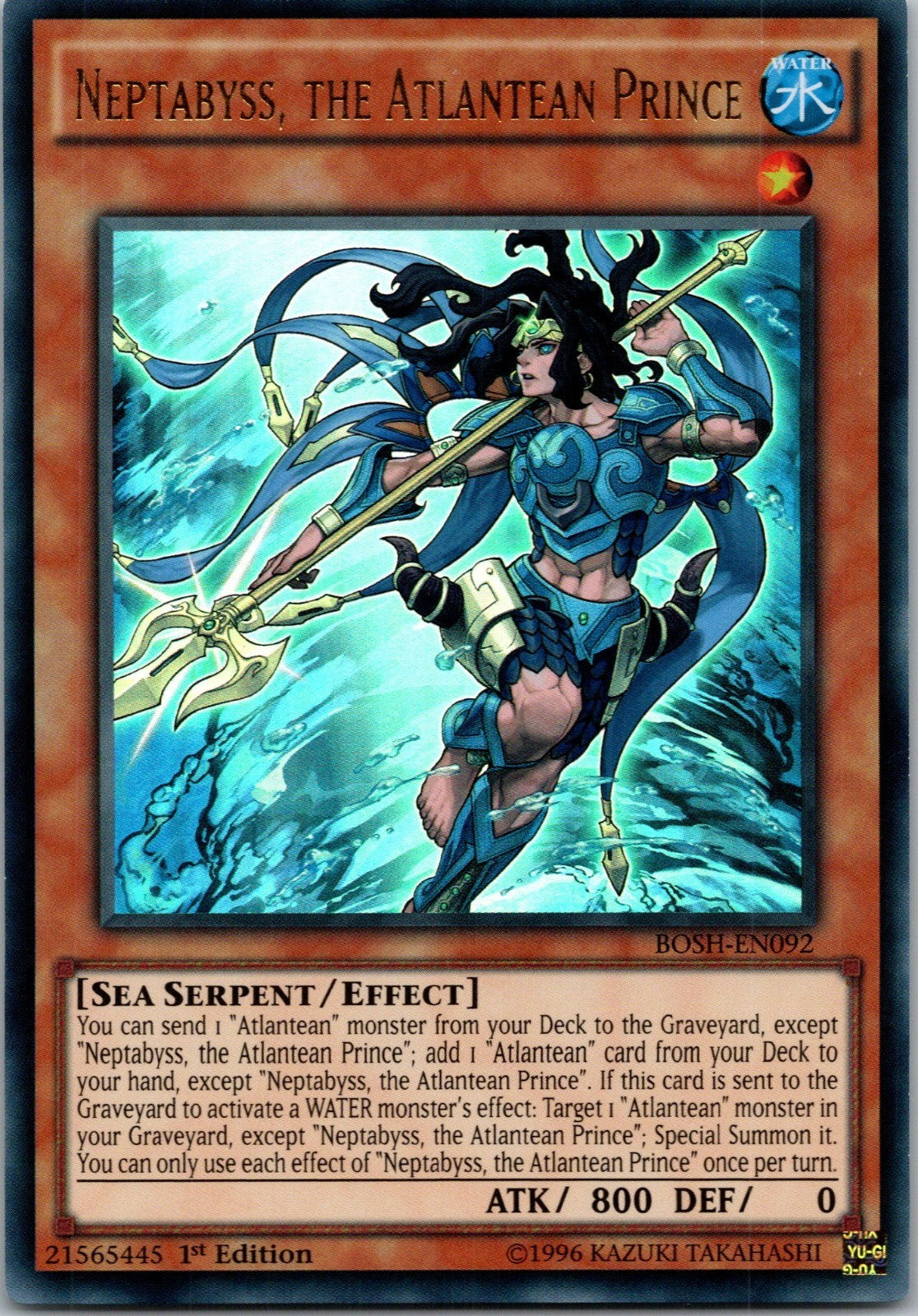 Yugioh Neptabyss, the Atlantean Prince BOSH-EN092 1st Edition Ultra Rare NM