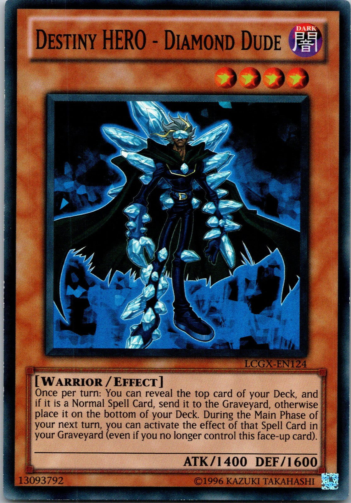 Yugioh Destiny HERO - Diamond Dude LCGX-EN124 Super Rare NM