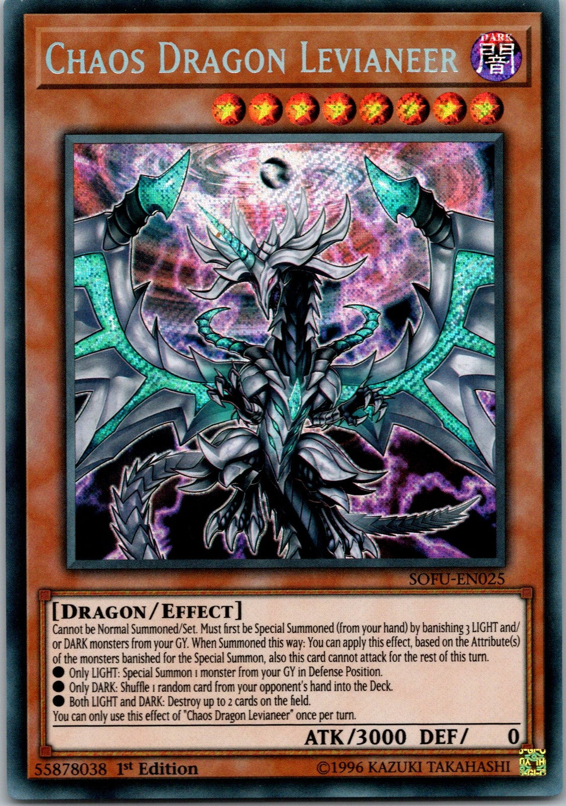 Yugioh Chaos Dragon Levianeer SOFU-EN025 1st Edition Secret Rare NM