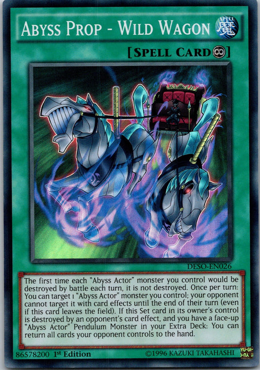 Yugioh Abyss Prop - Wild Wagon DESO-EN026 1st Edition Super Rare NM