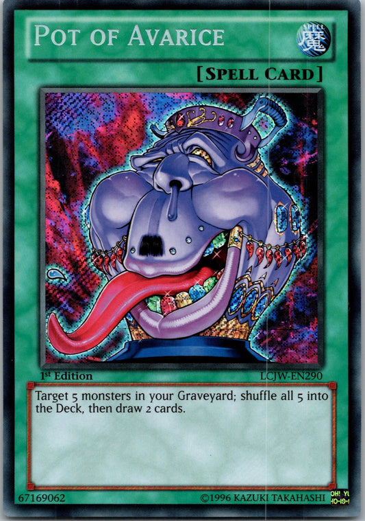 Yugioh Pot of Avarice LCJW-EN290 1st Edition Secret Rare NM