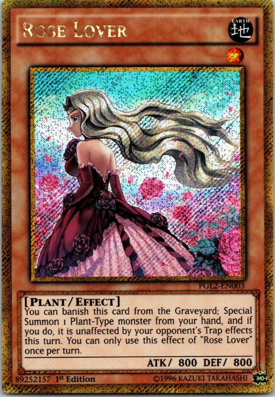 Yugioh Rose Lover PGL2-EN003 1st Edition Gold Secret Rare NM