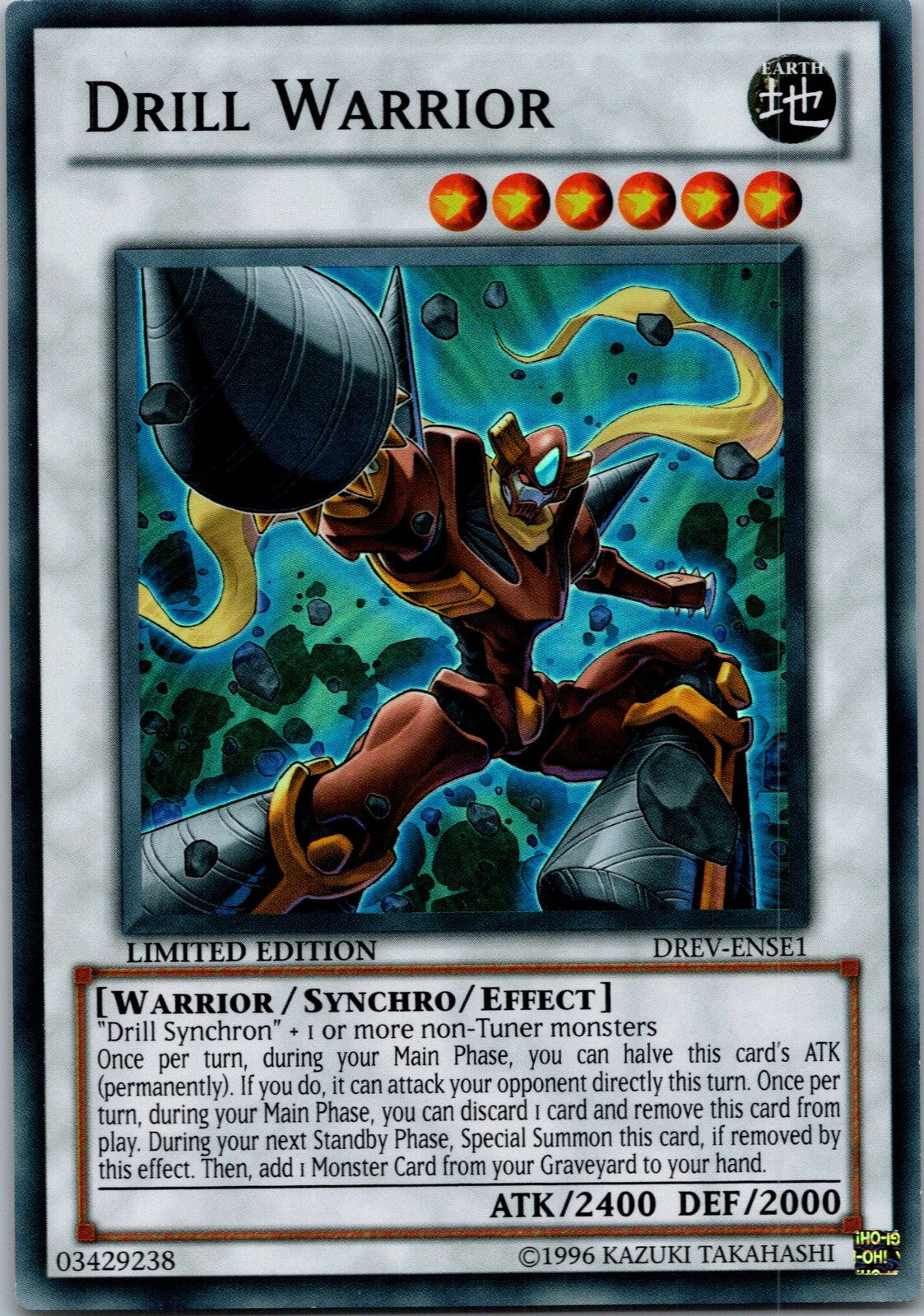Yugioh Drill Warrior DREV-ENSE1 Limited Edition Super Rare NM