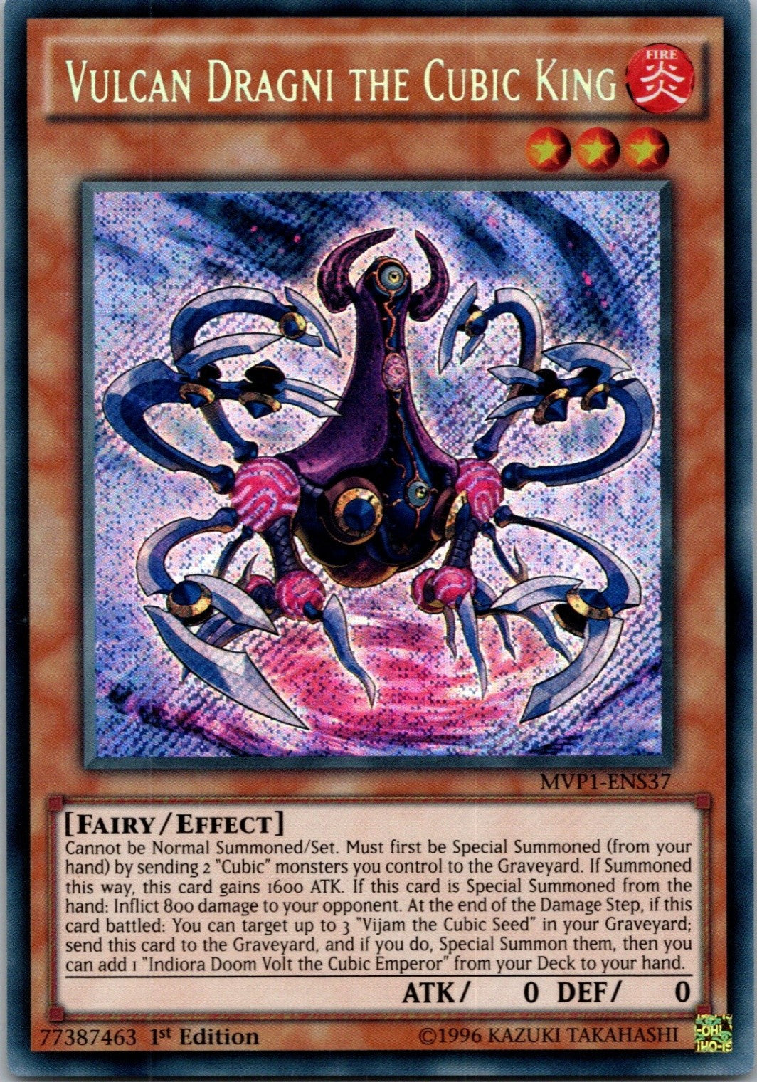 Yugioh Vulcan Dragni the Cubic King MVP1-ENS37 1st Edition Secret Rare NM