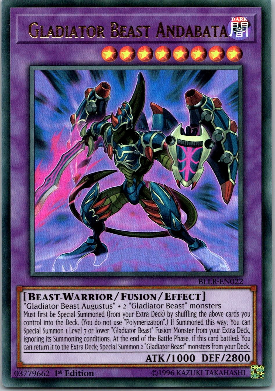 Yugioh Gladiator Beast Andabata BLLR-EN022 1st Edition Ultra Rare NM