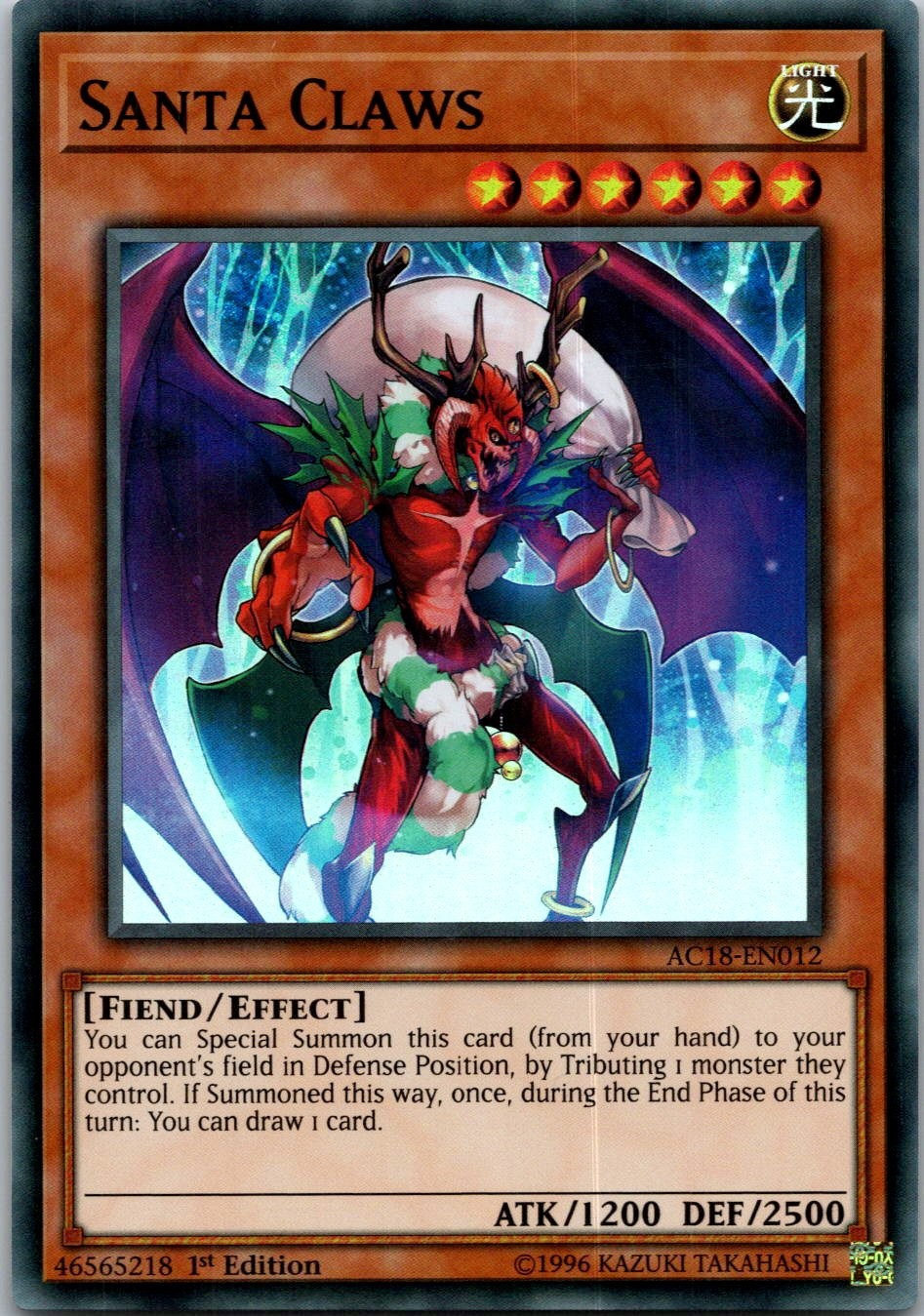 Yugioh Santa Claws AC18-EN012 1st Edition Super Rare NM