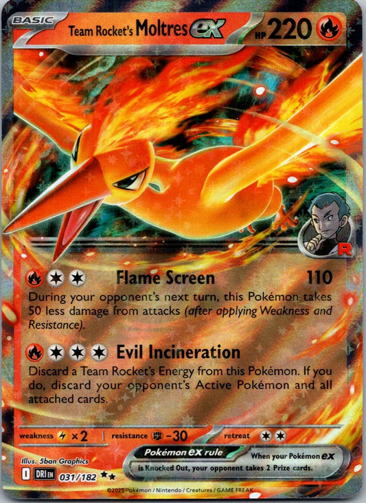 Pokemon Team Rocket's Moltres ex 031/182 Double Rare NM