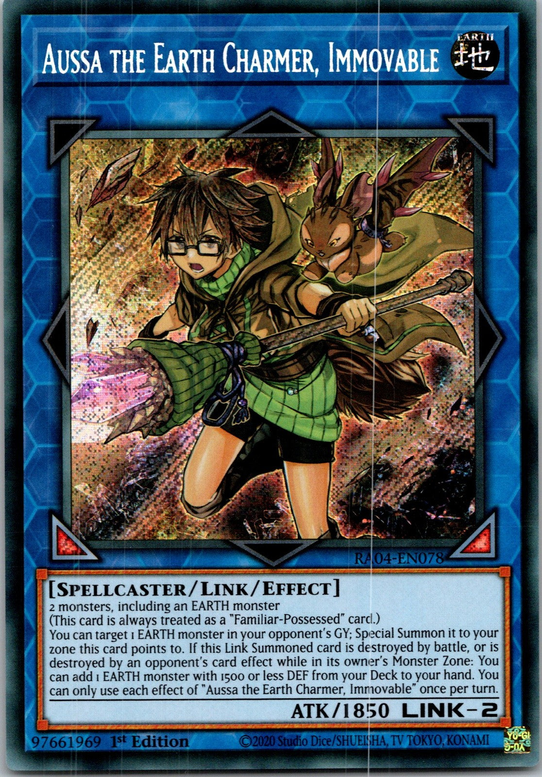 Yugioh Aussa the Earth Charmer, Immovable RA04-EN078 1st Edition Secret Rare NM