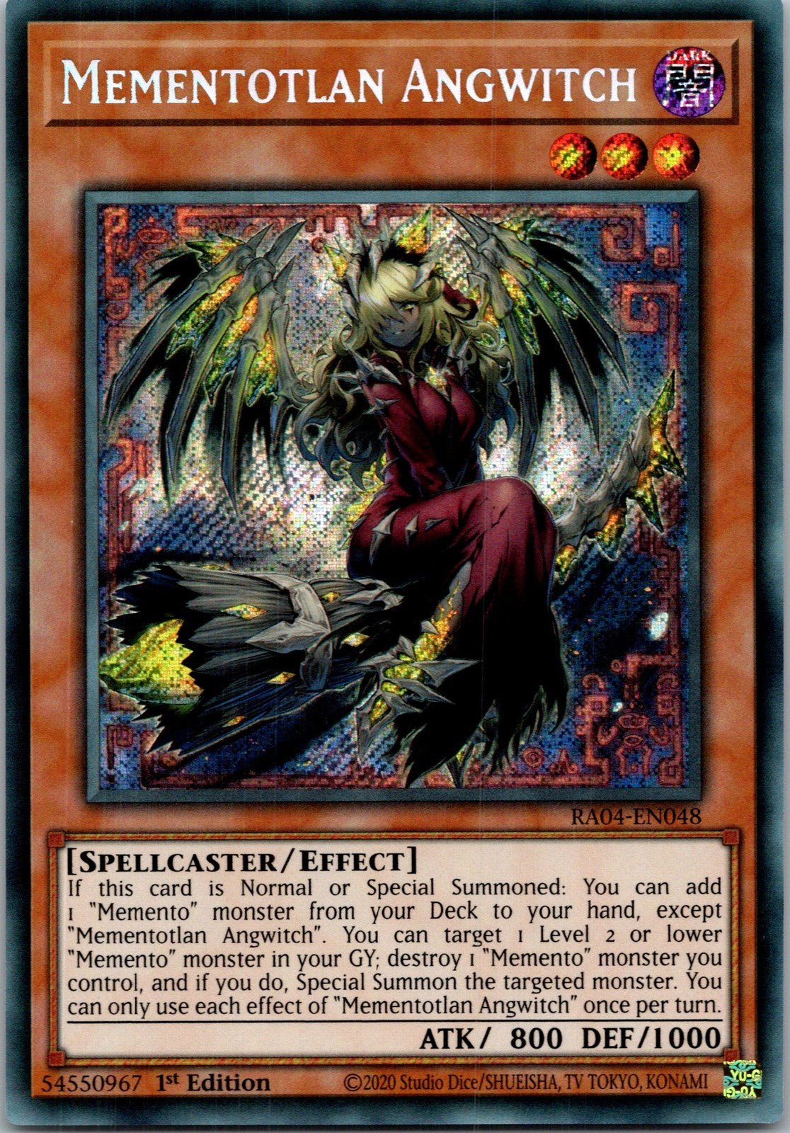 Yugioh Mementotlan Angwitch (Secret Rare) RA04-EN048 1st Edition Secret Rare NM