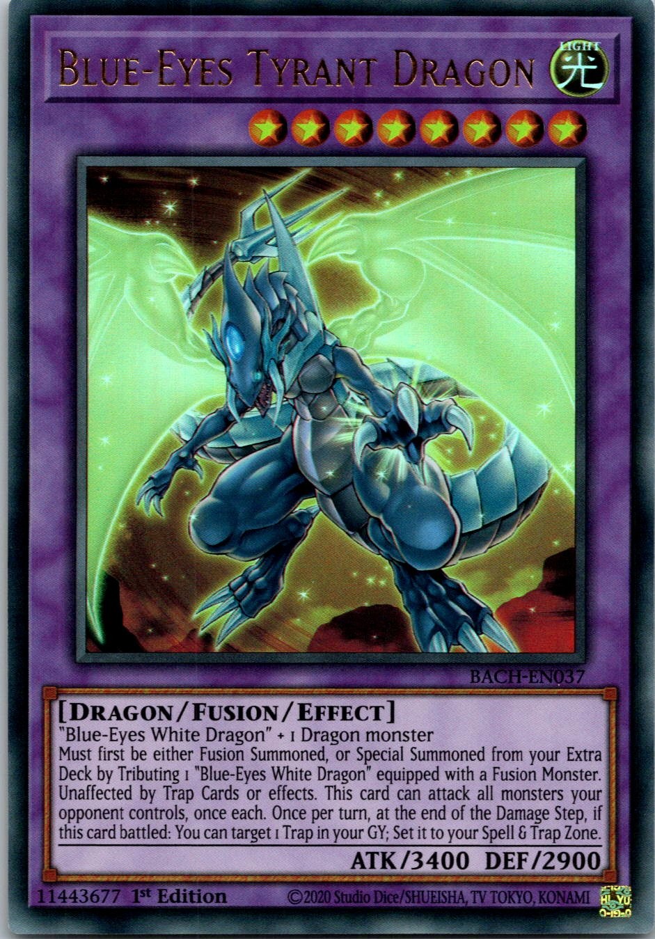 Yugioh Blue-Eyes Tyrant Dragon BACH-EN037 1st Edition Ultra Rare NM