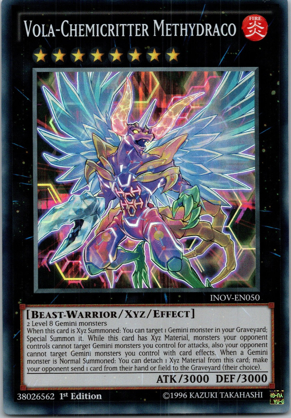 Yugioh Vola-Chemicritter Methydraco INOV-EN050 1st Edition Super Rare NM