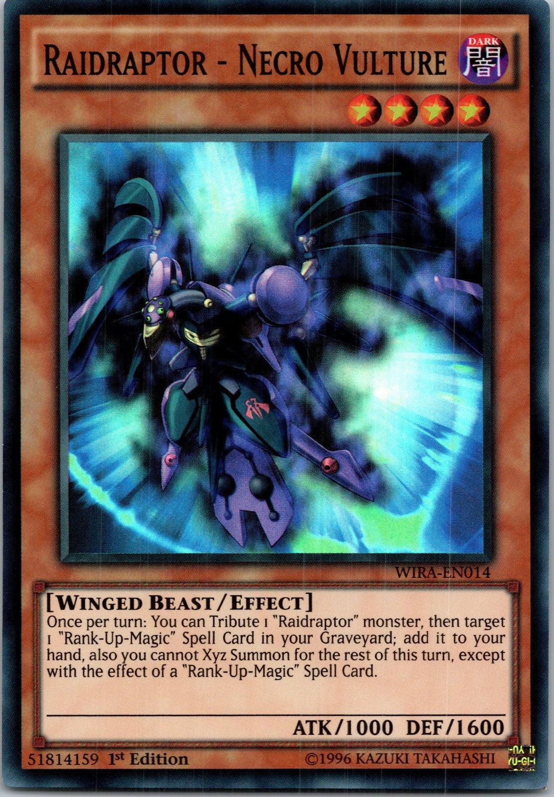 Yugioh Raidraptor - Necro Vulture WIRA-EN014 1st Edition Super Rare NM