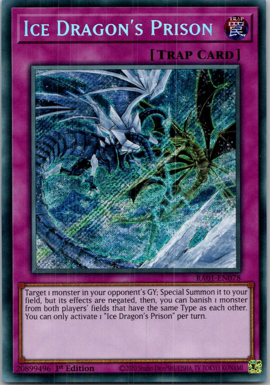 Yugioh Ice Dragon's Prison (Secret Rare) RA01-EN078 1st Edition Secret Rare NM