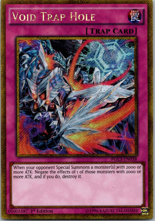 Yugioh Void Trap Hole PGL3-EN038 1st Edition Gold Secret Rare NM