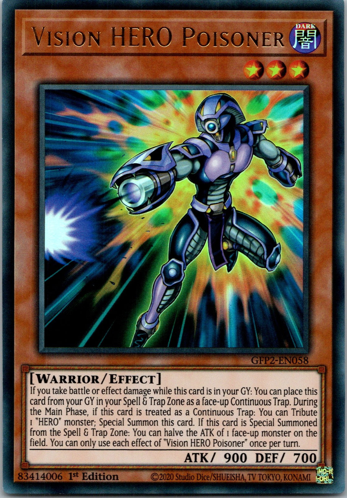 Yugioh Vision HERO Poisoner GFP2-EN058 1st Edition Ultra Rare NM